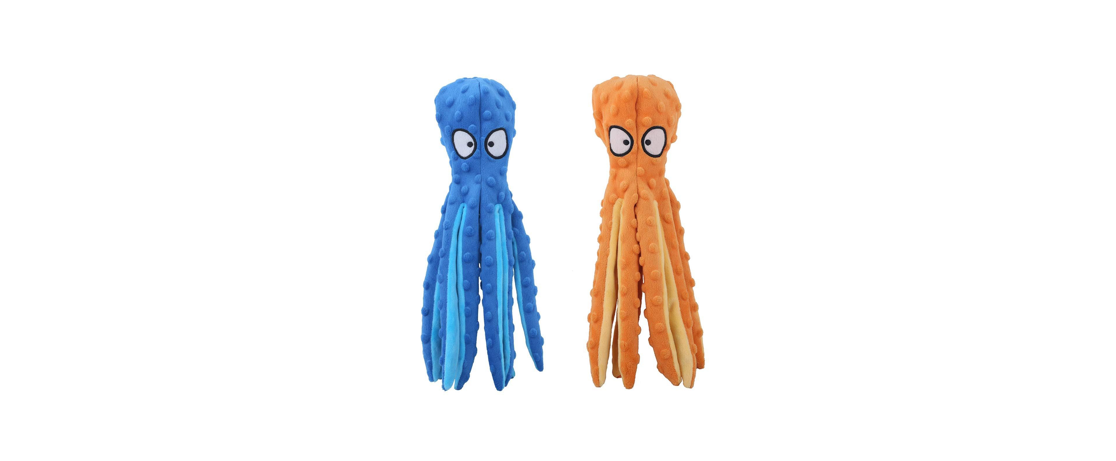 Magicorange 2 Pack Octopus Dog Toys No Stuffing Squeaky Crinkle Plush