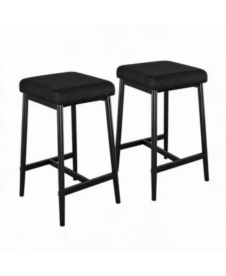 Bar Stools Set of 2 Counter Height Backless Stools with Padded Square Seat, Sturdy Metal Frame for Kitchen Island and Home Bar