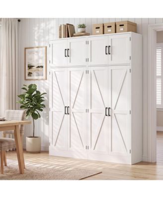 71" Farmhouse Kitchen Pantry Cabinet  with Adjustable Shelves