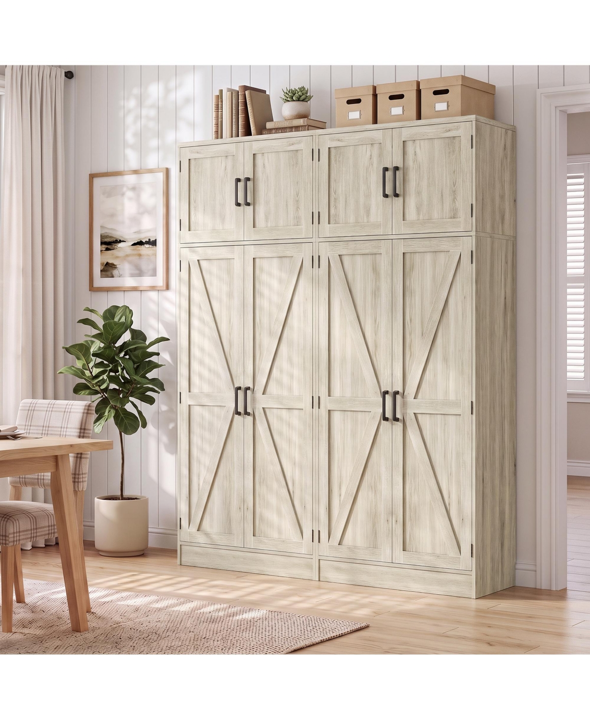 Aheaplus 71" Farmhouse Kitchen Pantry Cabinet with Adjustable Shelves
