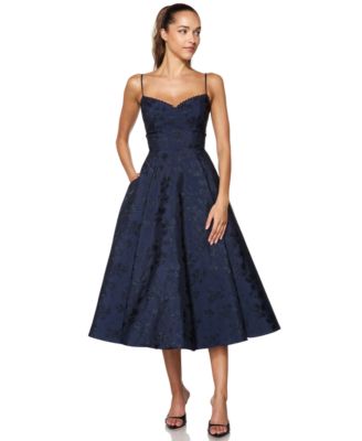 Juniors' Sweetheart Floral-Print Lace-Trim Midi Dress