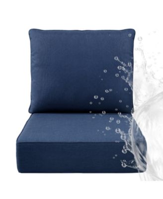 6" Thick 24 x 24 in Outdoor Chair Cushions Set, Waterproof Fade-Resistant Deep Seat Cushions, Seat and Backrest