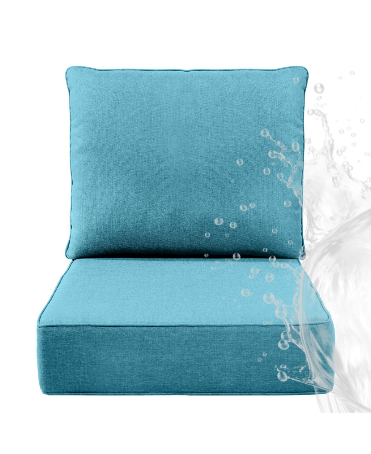 Pocassy 6" Thick 24 x 24 in Outdoor Chair Cushions Set, Waterproof Fade-Resistant Deep Seat Cushions, Seat and Backrest - Light blue