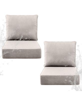 6" Thick 24 x 24 in Outdoor Chair Cushions Set, Waterproof Fade-Resistant Deep Seat Cushions, Seat and Backrest
