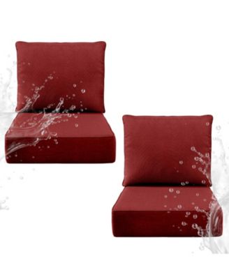 6" Thick 24 x 24 in Outdoor Chair Cushions Set, Waterproof Fade-Resistant Deep Seat Cushions, Seat and Backrest