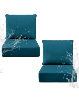 6" Thick 24 x 24 in Outdoor Chair Cushions Set, Waterproof Fade-Resistant Deep Seat Cushions, Seat and Backrest