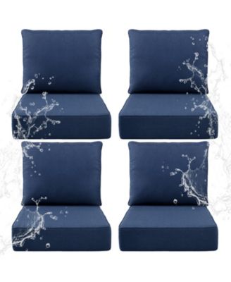 6" Thick 24 x 24 in Outdoor Chair Cushions Set, Waterproof Fade-Resistant Deep Seat Cushions, Seat and Backrest