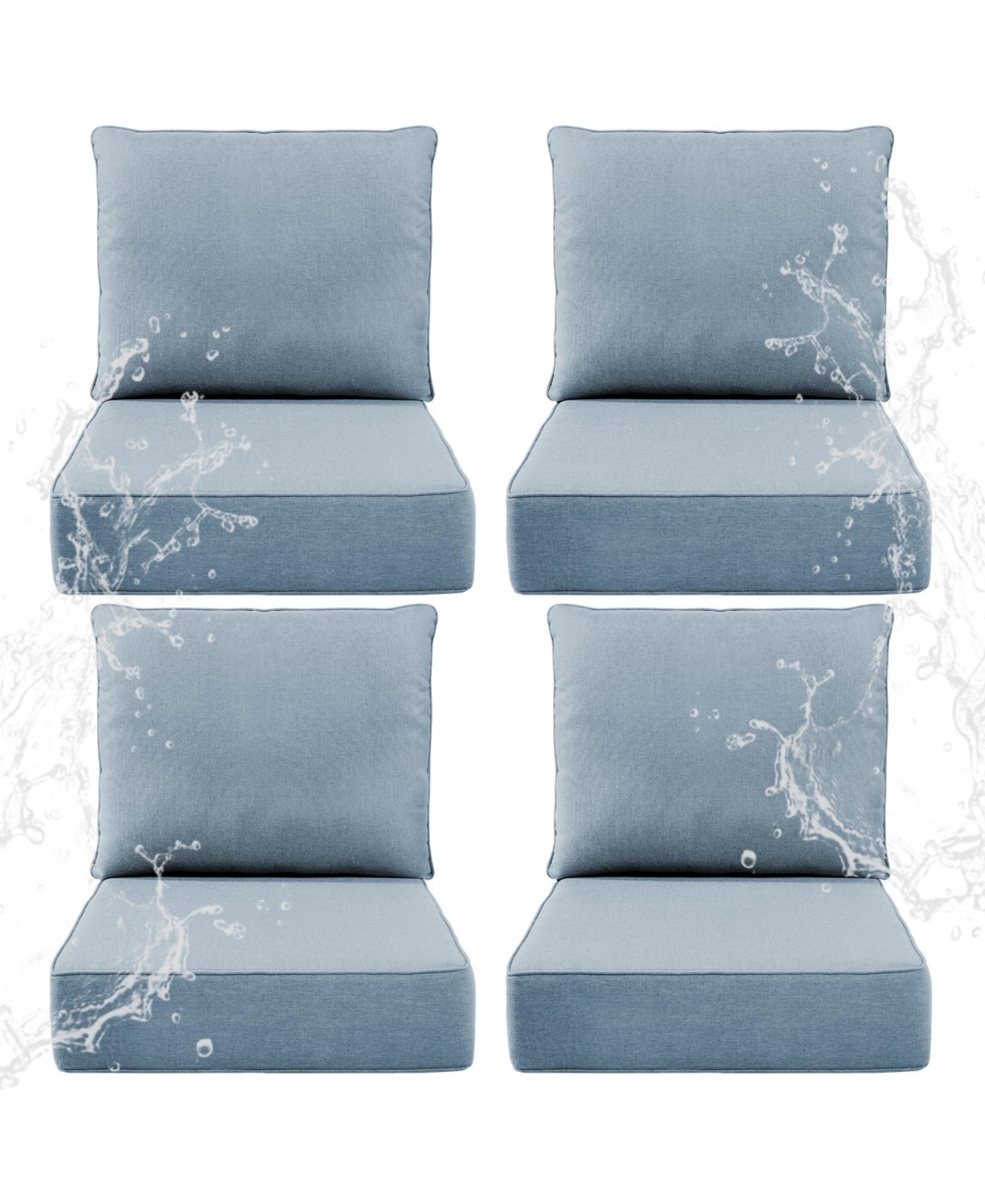 Pocassy 6" Thick 24 x Outdoor Chair Cushions Set, Waterproof Fade-Resistant Deep Seat Cushions