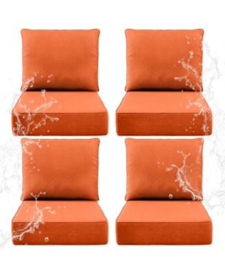 6" Thick 24 x 24 in Outdoor Chair Cushions Set, Waterproof Fade-Resistant Deep Seat Cushions, Seat and Backrest