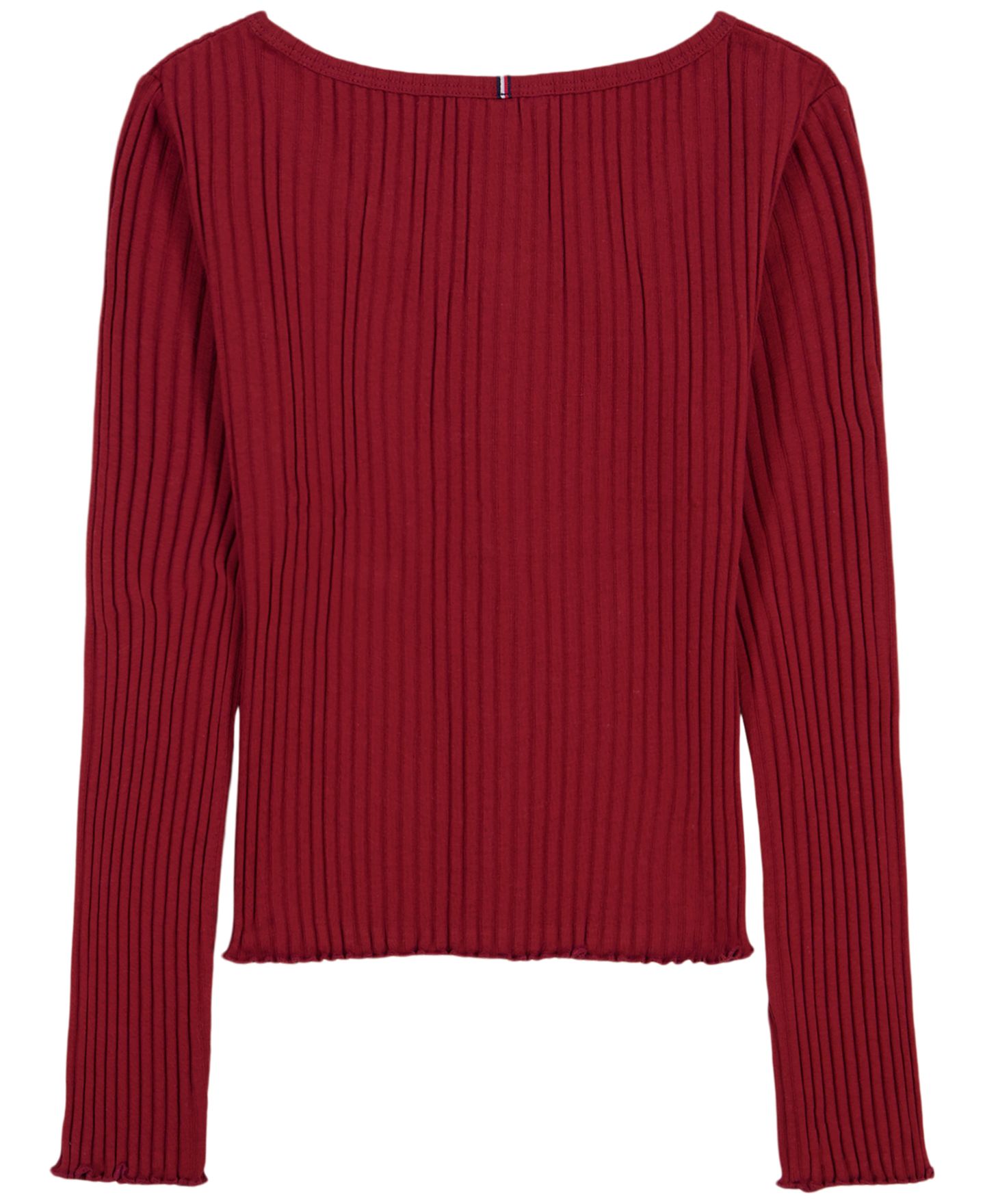 Топ Tommy Hilfiger Fooler Ribbed Lace-Trim Long-Sleeve для девочек, цвет: Мерло — фото 2