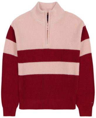 Girls' 7-16 Quarter-Zip Ribbed Sweater