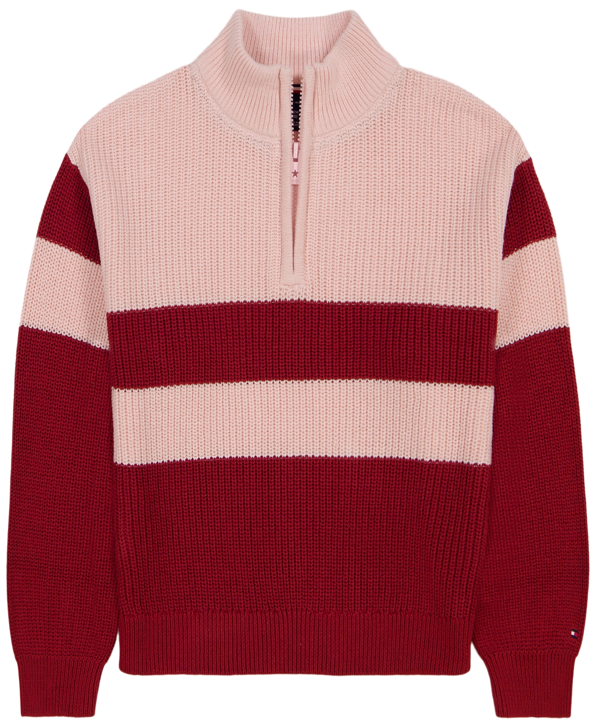 Tommy Hilfiger Girls' 7-16 Quarter-Zip Ribbed Sweater - Navy Blazer