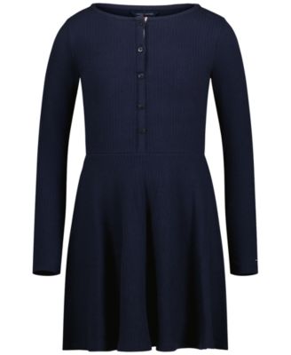 Girls' 7-16 Henley Play Long-Sleeve Fit and Flare Dress