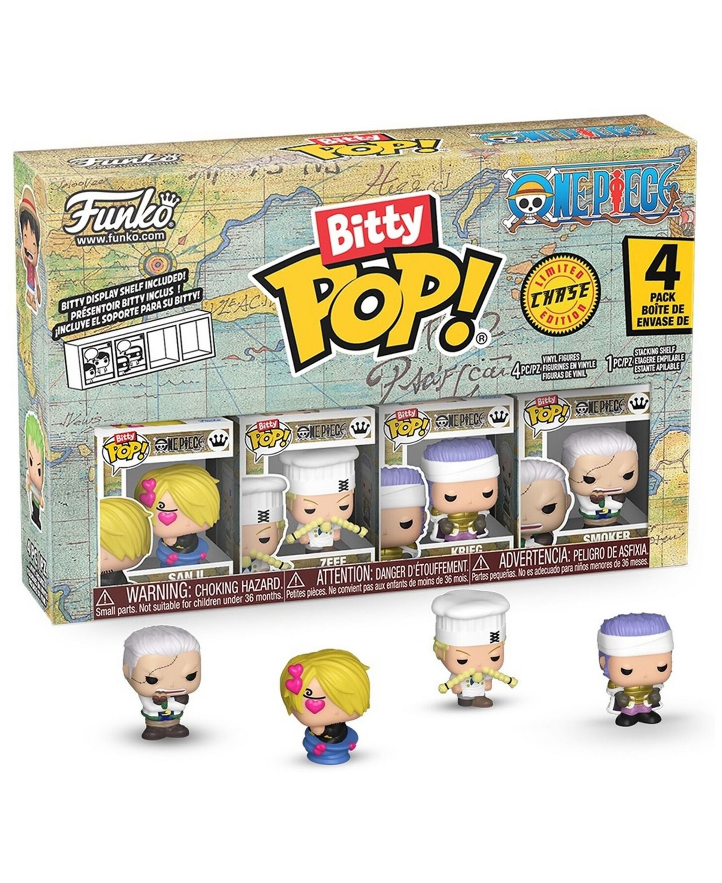Набор виниловых фигурок Funko Bitty Pop! One Piece Series 3 Sanji, 4 шт. в слепой упаковке, цвет: Open Miscellaneous — фото 1