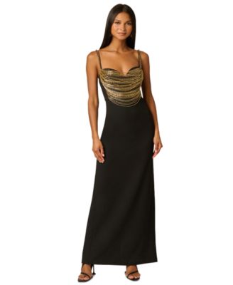 Women's Beaded Sweetheart Crepe Long Dress