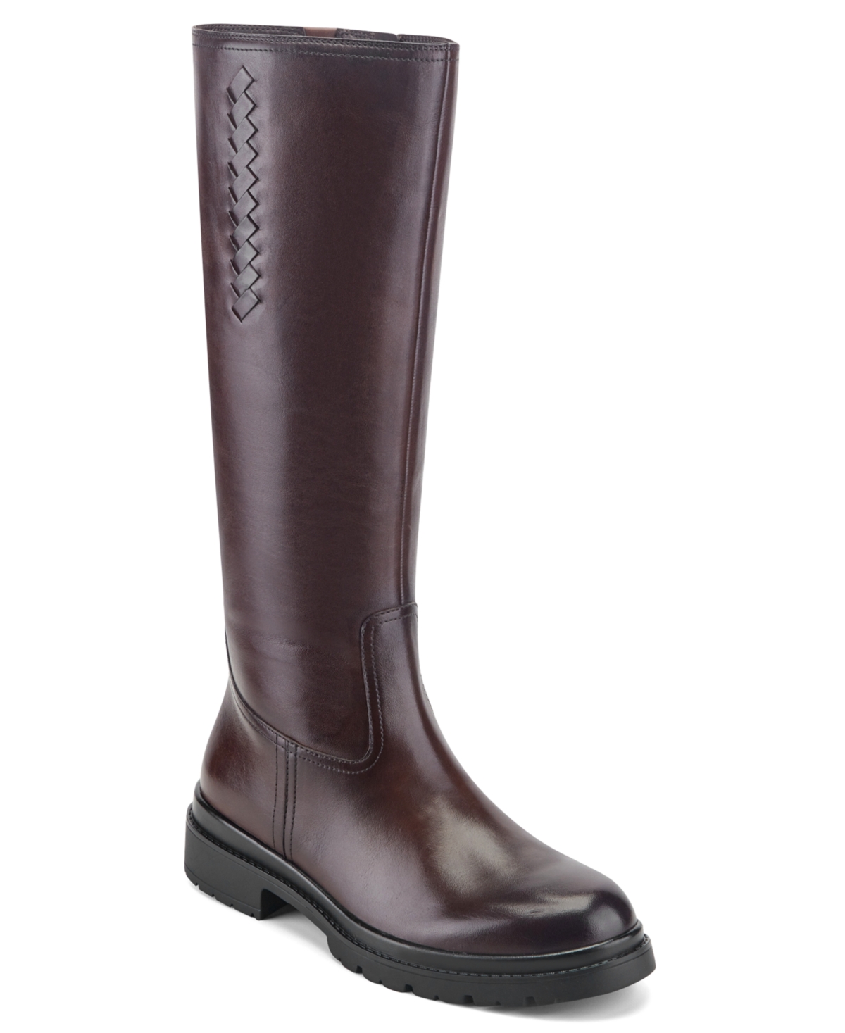 Easy Spirit Women's Petulla Knee High Leather Riding Boots - Dark Brown Leather