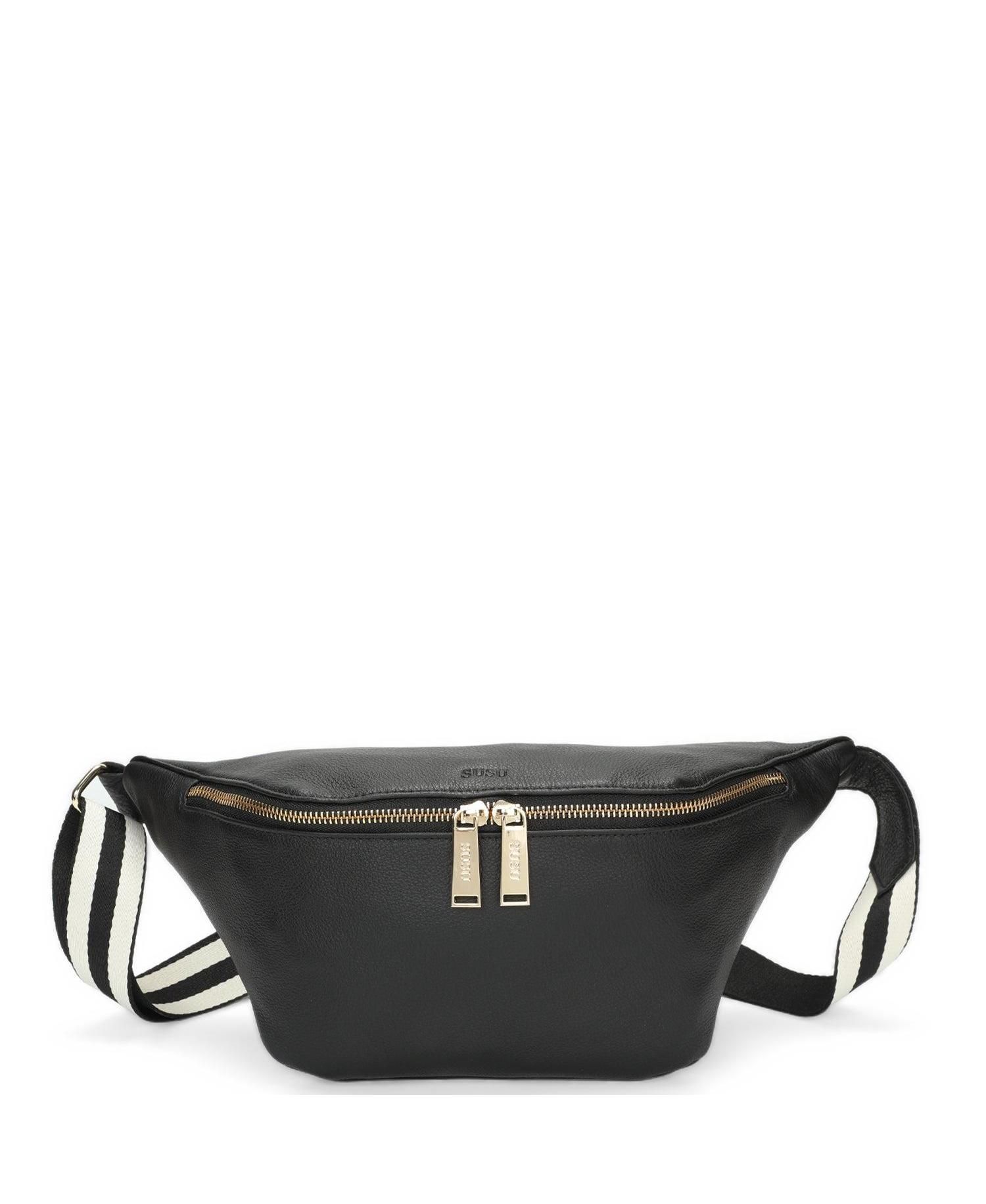 Dash Genuine Leather Crossbody Chest Bag, Sling Bag, Fanny Pack, Waist Bag, Belt Bag, Travel Purse with Adjustable Guitar Strap and Zip Pockets
