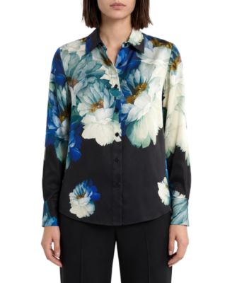 Women's Madeline Long-Sleeve Silk-Blend Floral-Print Blouse