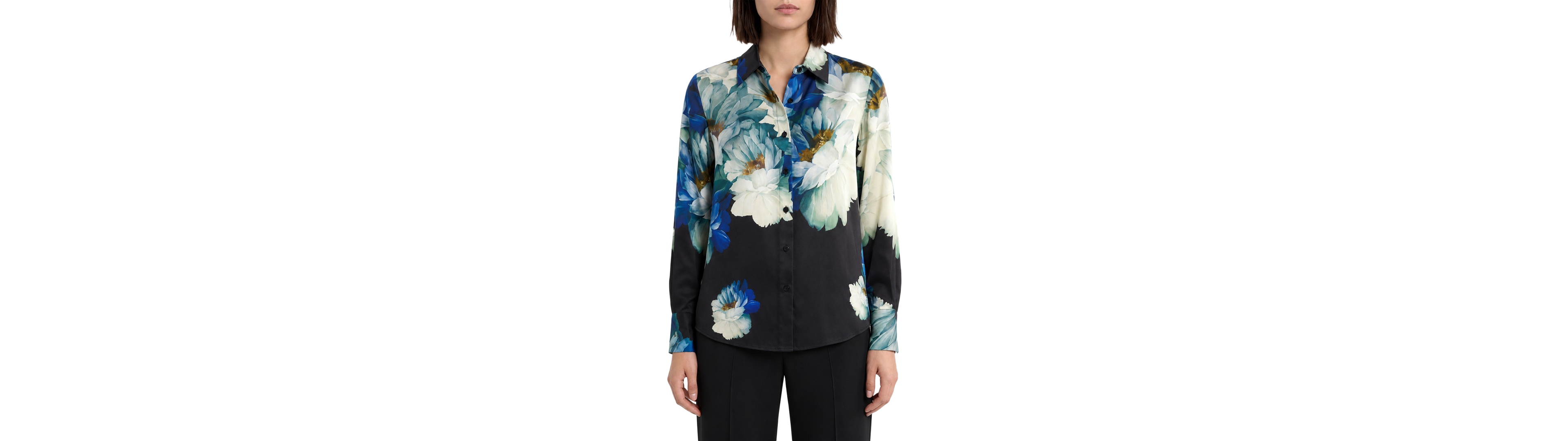 Elie Tahari Women's Madeline Long-Sleeve Silk-Blend Floral-Print Blouse
