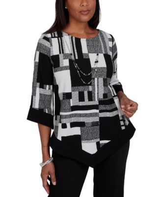 Petite 3/4-Sleeve Asymmetric-Hem Tunic