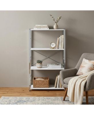 Metal and Wood Four Tier Etagere Bookcase