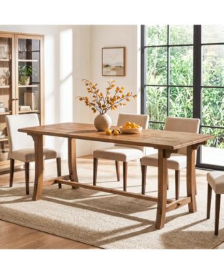 70.9" Solid Wood Rectangular Dining Table for 6, Farmhouse