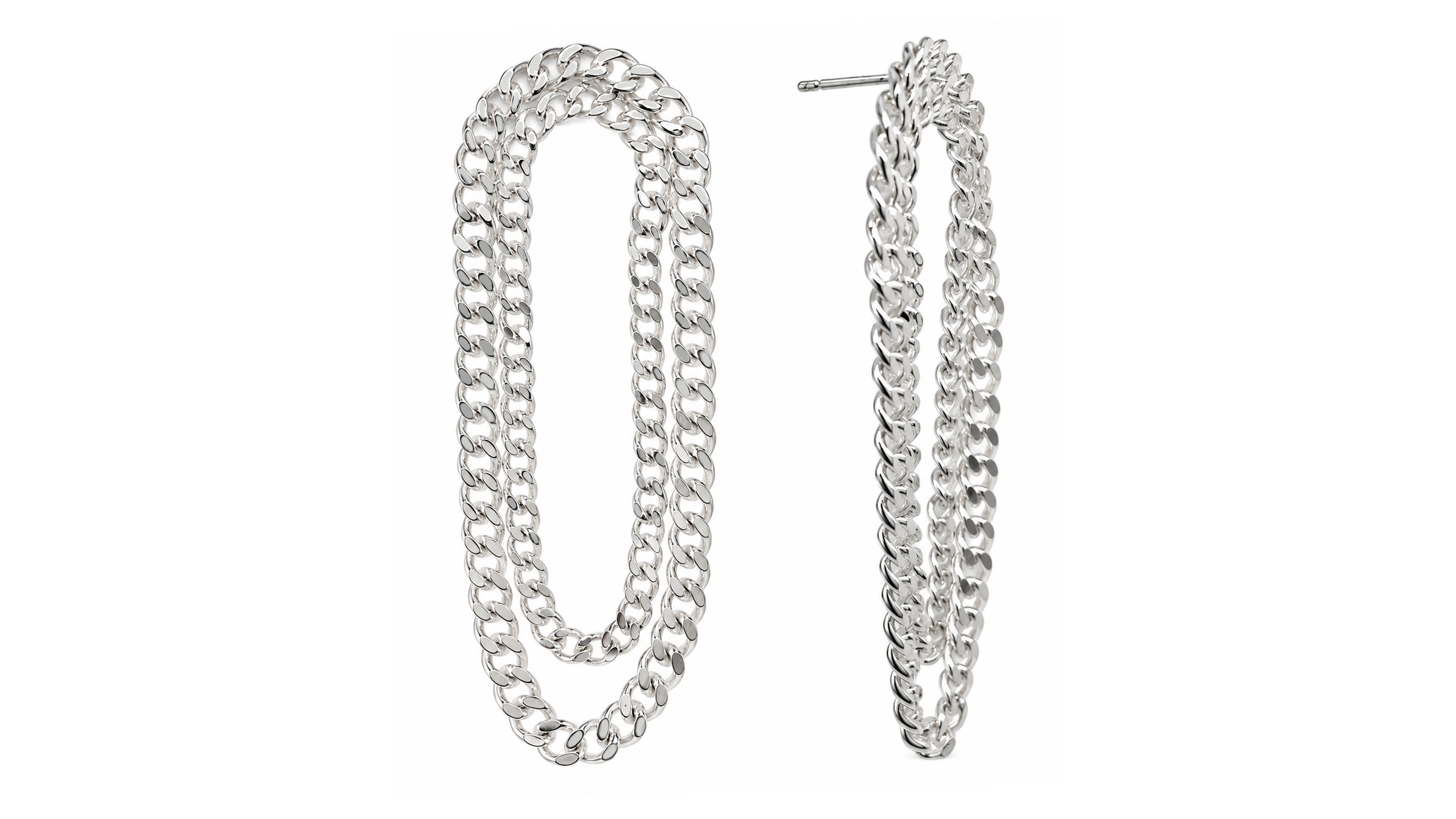 And Now This Double Row Chain Drop Earring