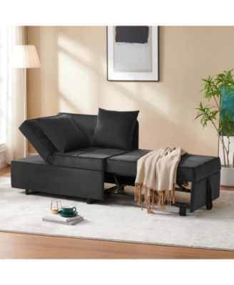Sofa Bed 4-in-1 Convertible Pull Out Couch, Velvet Chair Bed, 5 Adjustable Backrests