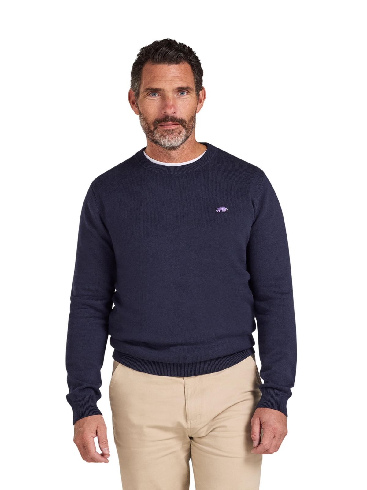 Raging Bull Men's Cotton-Blend Classic-Fit Crew Neck Sweater - Navy