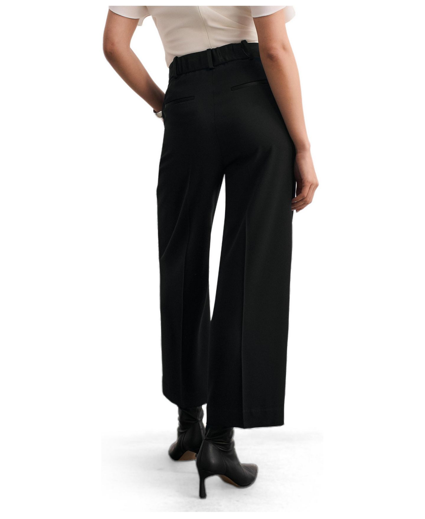 Женские брюки The Fold Adelaide Wide-Leg Cropped Mid-Rise, цвет: Чёрный — фото 3