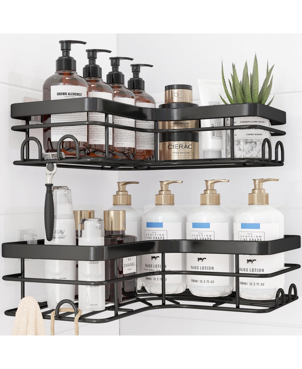 Cyqbd 2 Pack Corner Shower Caddy Adhesive Organizer Rustproof Shelf Hook Bathroom Hardware