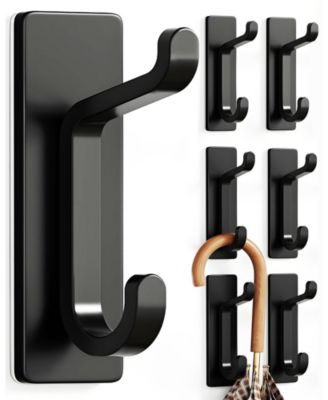 6 Pack Wall Hooks Coat Towel Adhesive Door Hanger Stick On Bathroom Hardware