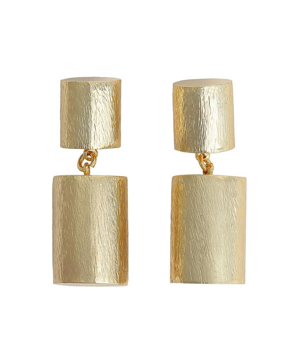 Sohi Gold-Tone Sculpted Cylinder Drop Earrings