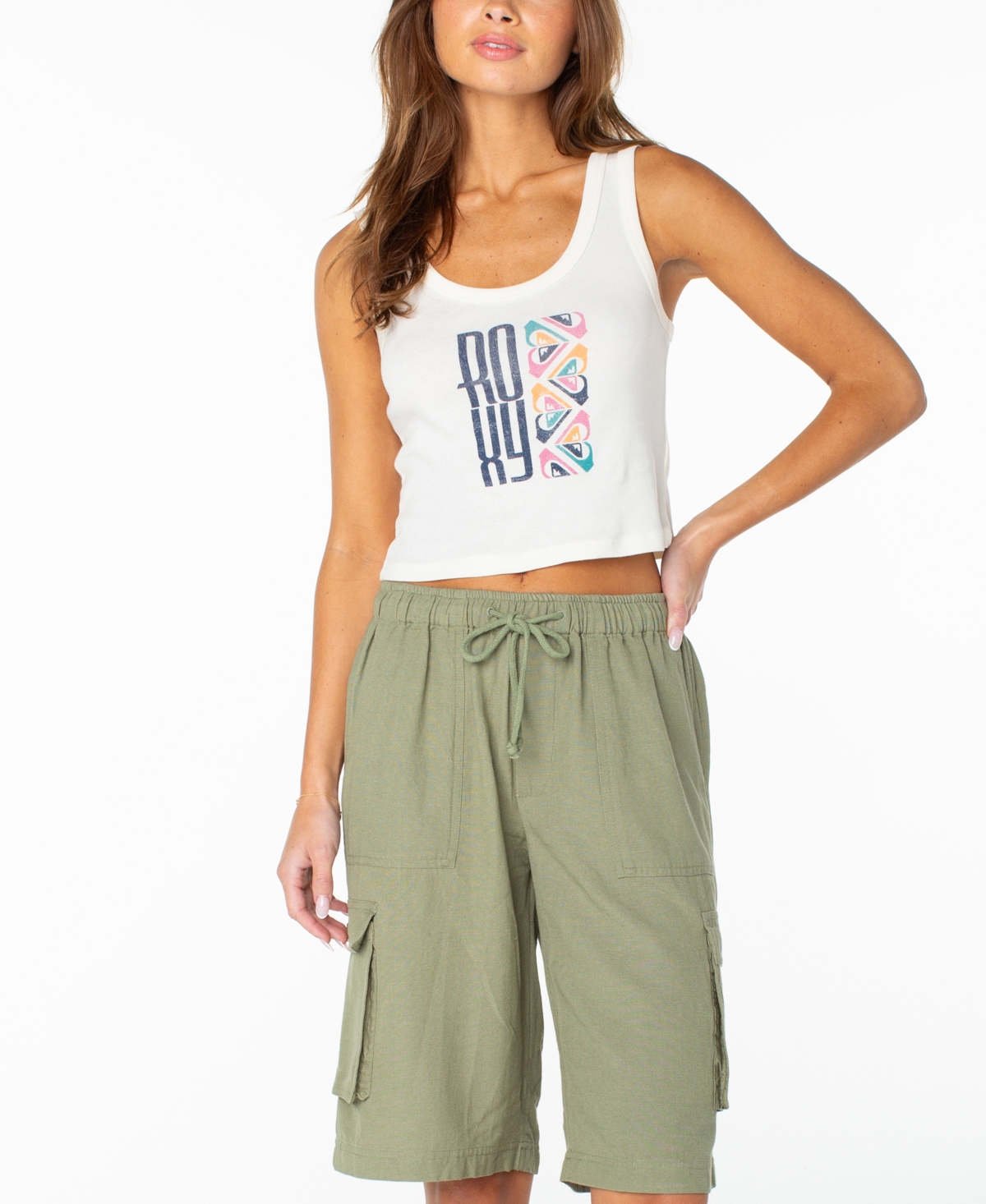 Roxy Women's Oceanview Scoop Baby Rib Crop Graphic Tank Top