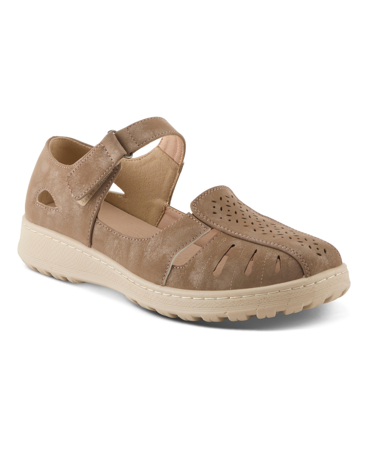 Flexus Otero Mary Jane Shoes with Adjustable Hook Closure - Taupe
