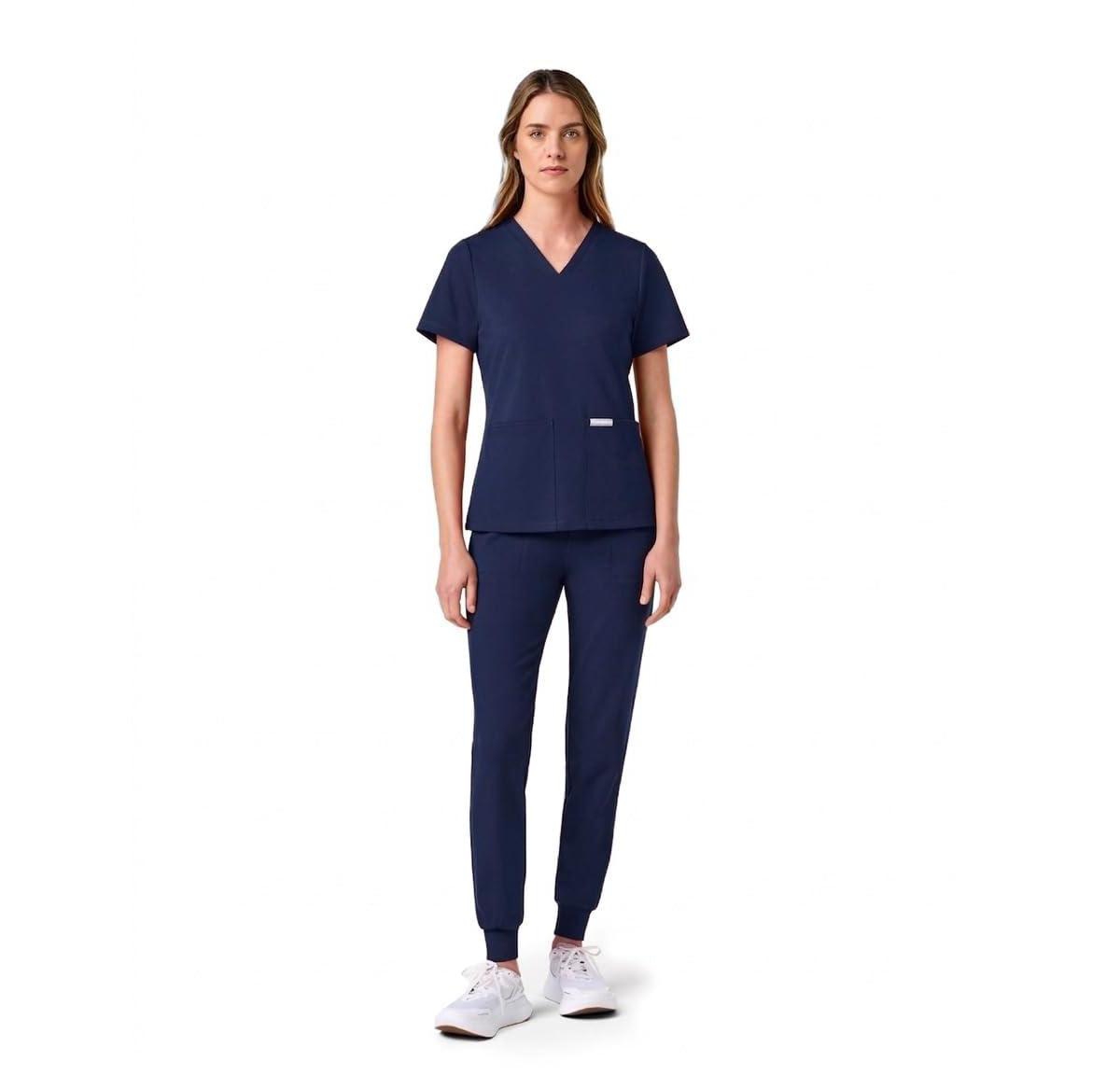 Jaanuu UltraSOFT Women's Scrub Set, 6-Pocket, Slim Fit Medical Uniform Scrub Set - Navy