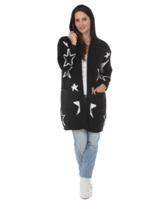 Women's Hooded Star-Print Wool Cardigan
