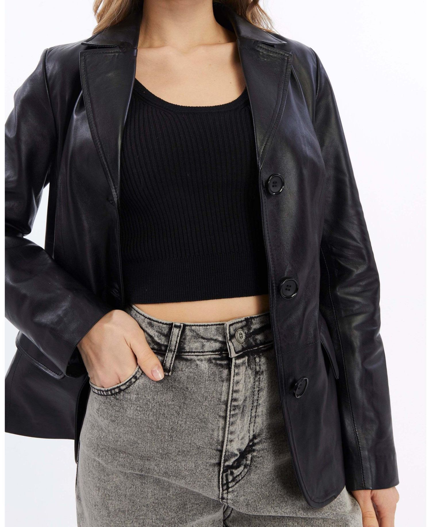 Women's Esther Leather Blazer Jacket