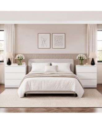 3 Drawer Dresser, 22.8" W Set of 2 Minimalist Wood Storage Chest of Drawers with Anti-Tip Safety Device, Organizer Cabinet for Bedroom