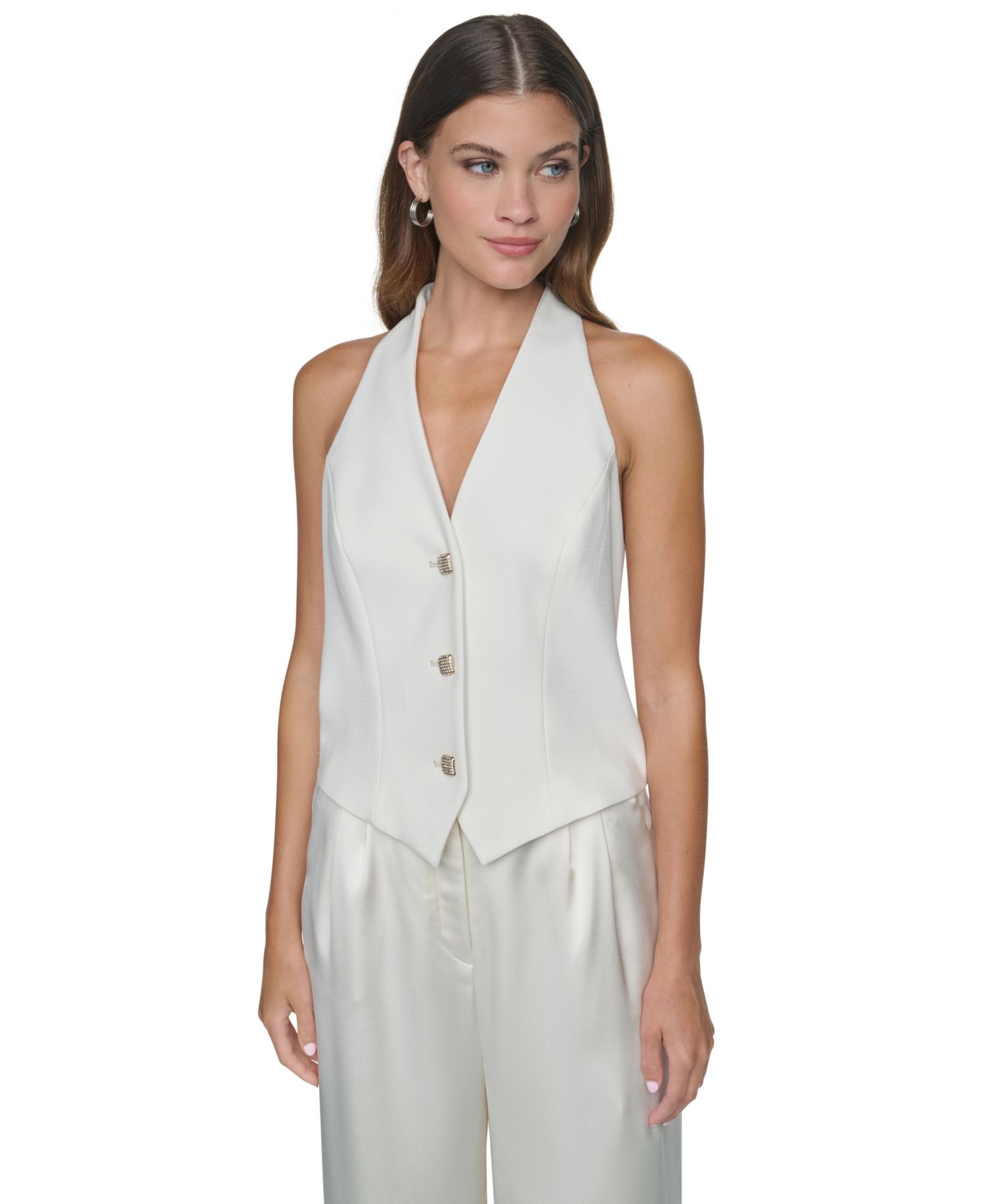 Women's Halter V-Neck Wide-Leg Jumpsuit