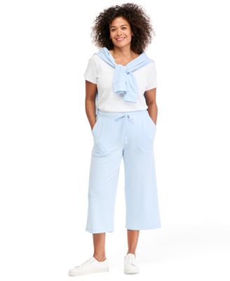 Women's LuxLounge French Terry Wide-Leg Capri Pants