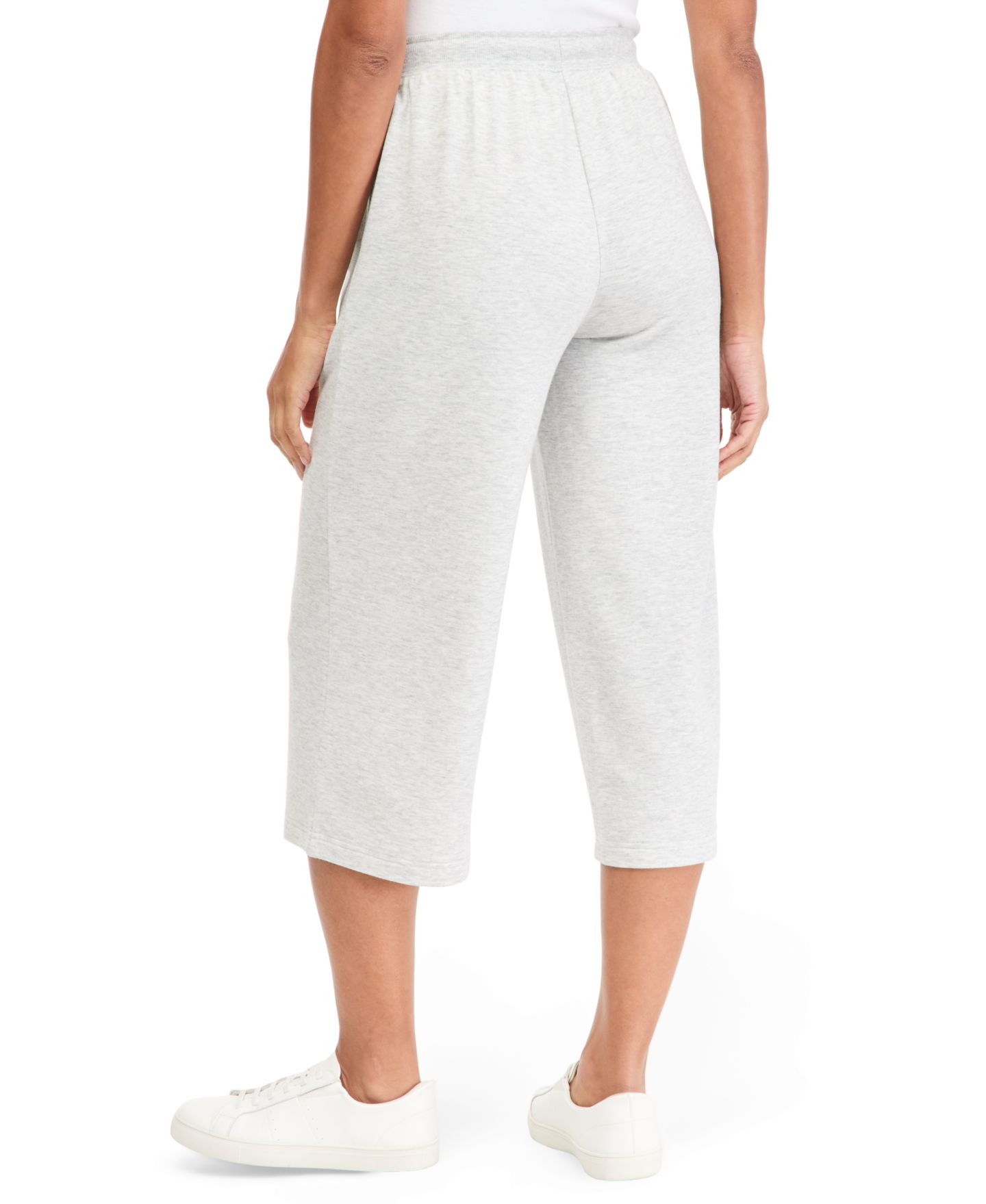 Женские брюки Style & Co Petite LuxLounge Wide-Leg French Terry Capris, цвет: Сланцевый меланжевый серый — фото 3