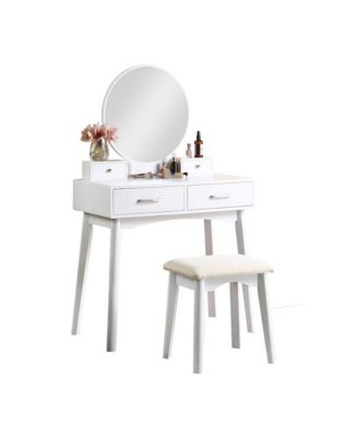 Liannon Contemporary Wood Vanity and Stool Set