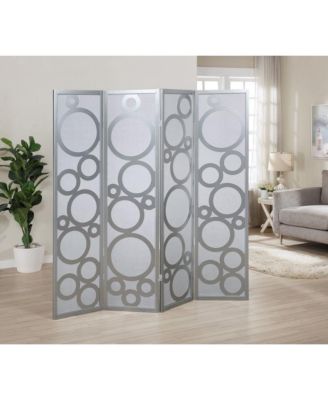 Arvada 4-Panel Wood Room Divider with Circle Pattern