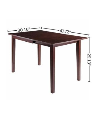 Drop Leaf Dining Table, Walnut Finish, Pull-Out Frame Support, Solid Wood