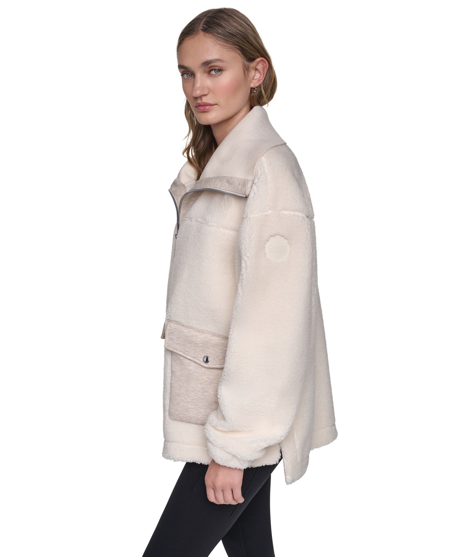 Women's Funnel Neck High-Low Sherpa Jacket