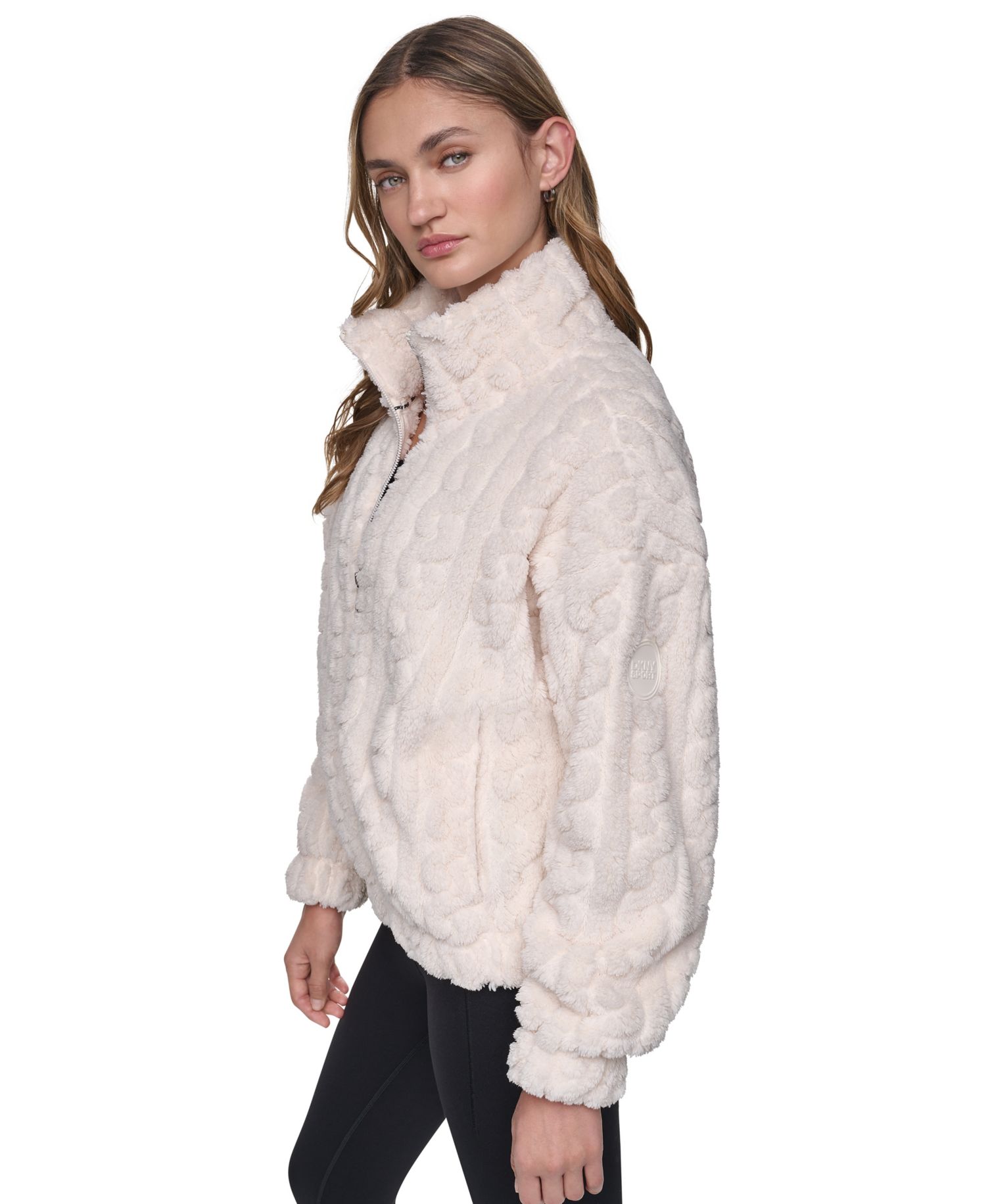 Women's Cable-Patterned Sherpa Full Zip Jacket