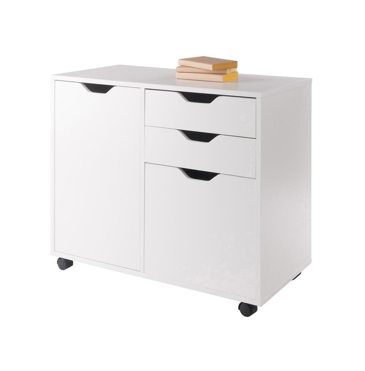 FurniFact Composite Wood Home Office Floor Cabinet with Filing Drawer - White