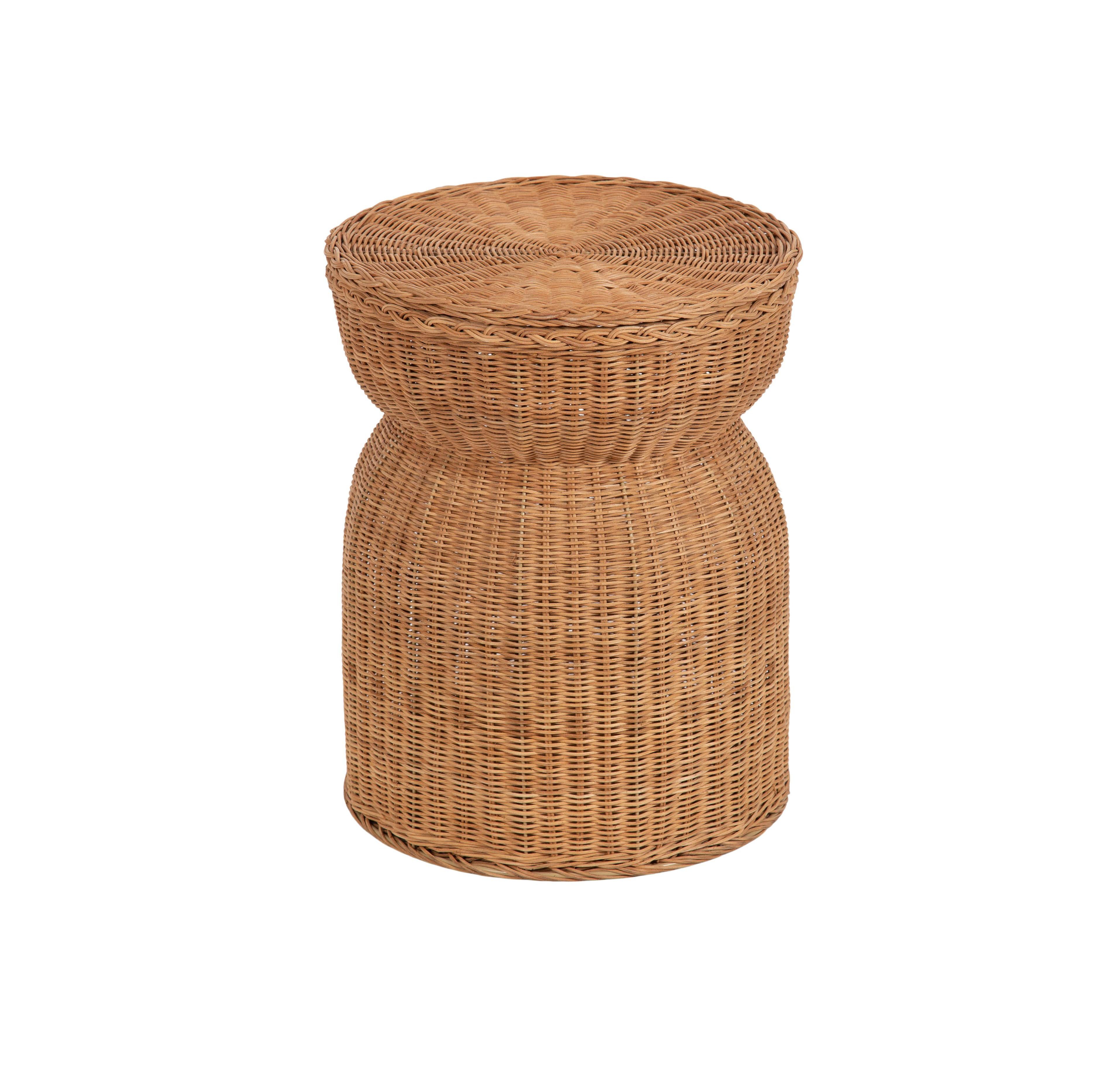 Kate and Laurel Thatch Rattan Side Table Lift-Top End Table, Hidden Storage Basket, Sturdy Metal Framing, Nursery Storage, Cute Hamper