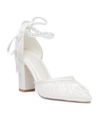 Forever and Always Shoes Women's Odeline Block Heel Bridal Pump